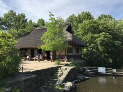 川沿いの古い建屋(河川環境楽園)